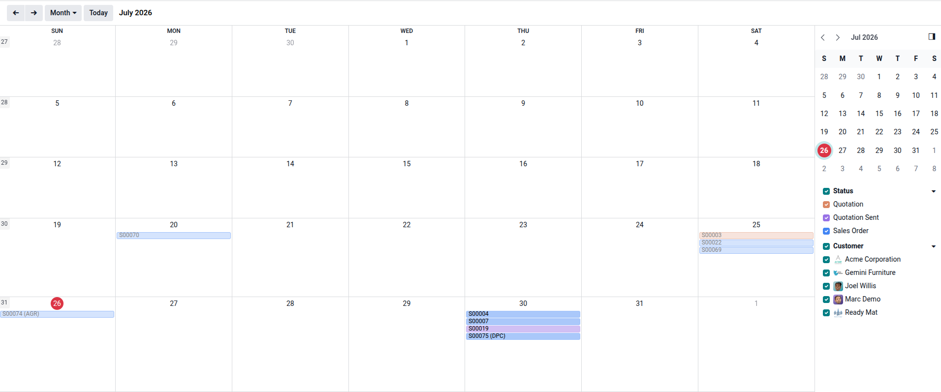 Odoo 19 Calendar View Example
