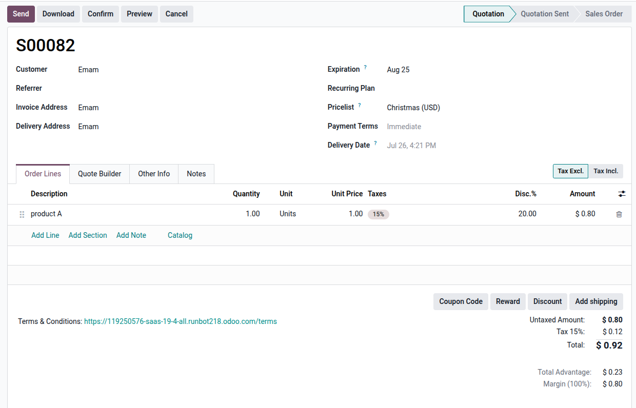 Odoo 19 Form View Example