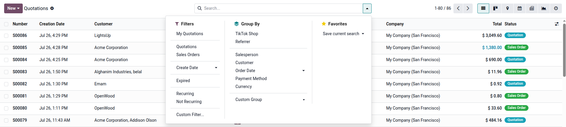 Odoo 19 Search View Example