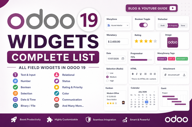 Complete Guide to Widgets in Odoo 19: Types, Syntax, and Examples
